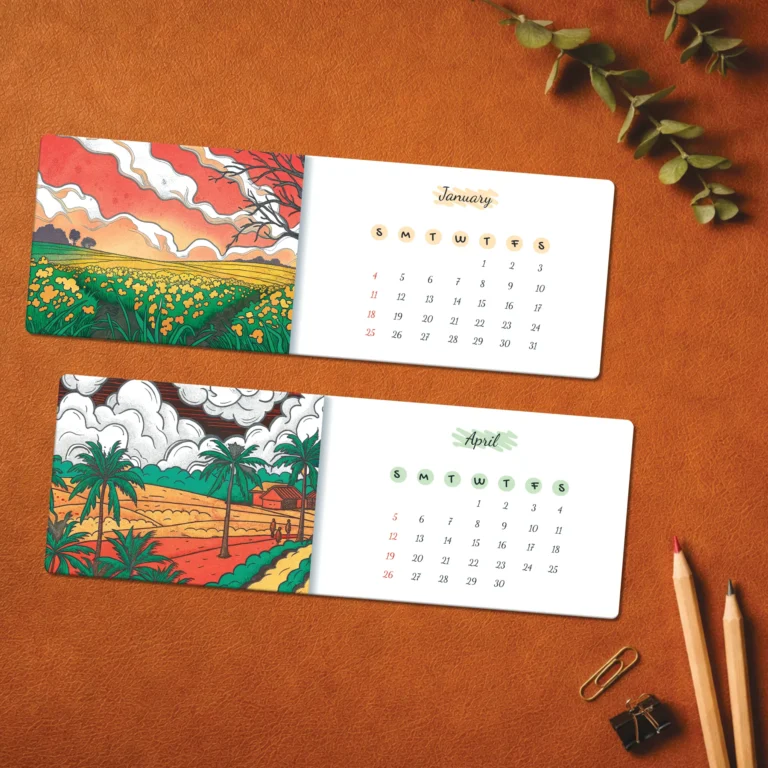Indian Seasons Landscape Art Calendar regional landscapes cultural scenery premium quality natural heritage India By Hyper Lovely Studio.